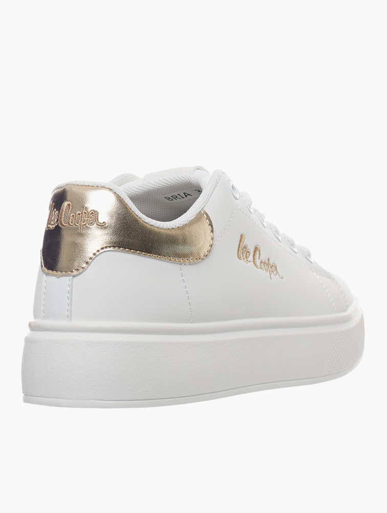 こおり　 MyRunway | Shop Lee Cooper White & Gold Bria Lace-Up Sneakers for